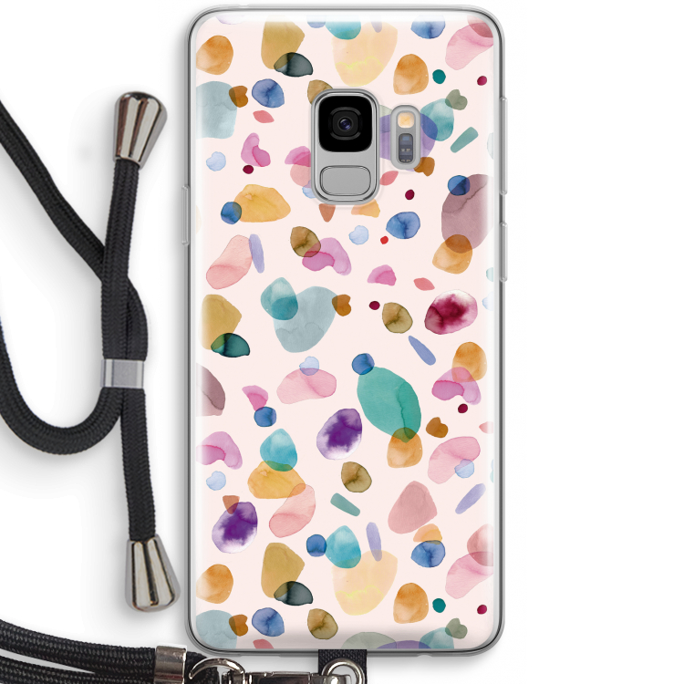 Terrazzo Memphis Pink: Samsung Galaxy S9 Transparant Hoesje met koord