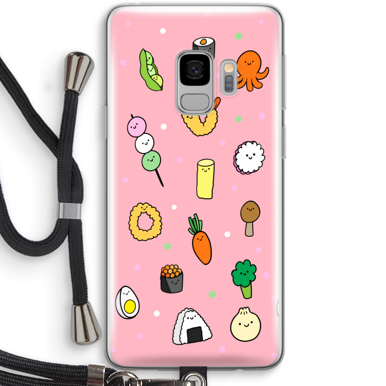 Happy bento friends: Samsung Galaxy S9 Transparant Hoesje met koord