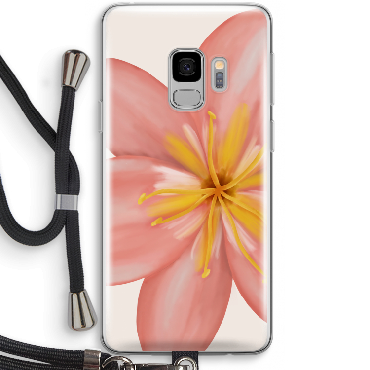 Pink Ellila Flower: Samsung Galaxy S9 Transparant Hoesje met koord