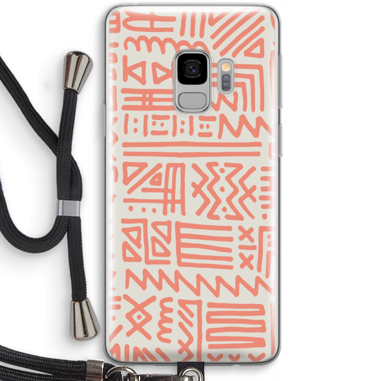 Marrakech Pink: Samsung Galaxy S9 Transparant Hoesje met koord