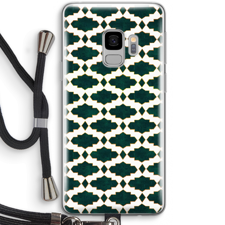 Moroccan tiles: Samsung Galaxy S9 Transparant Hoesje met koord