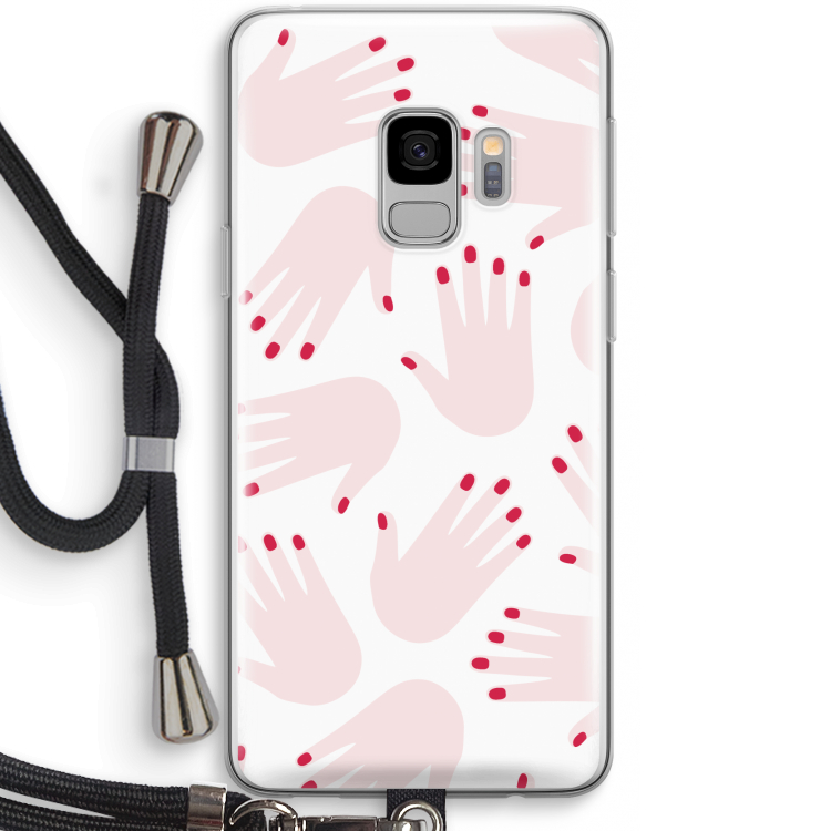 Hands pink: Samsung Galaxy S9 Transparant Hoesje met koord