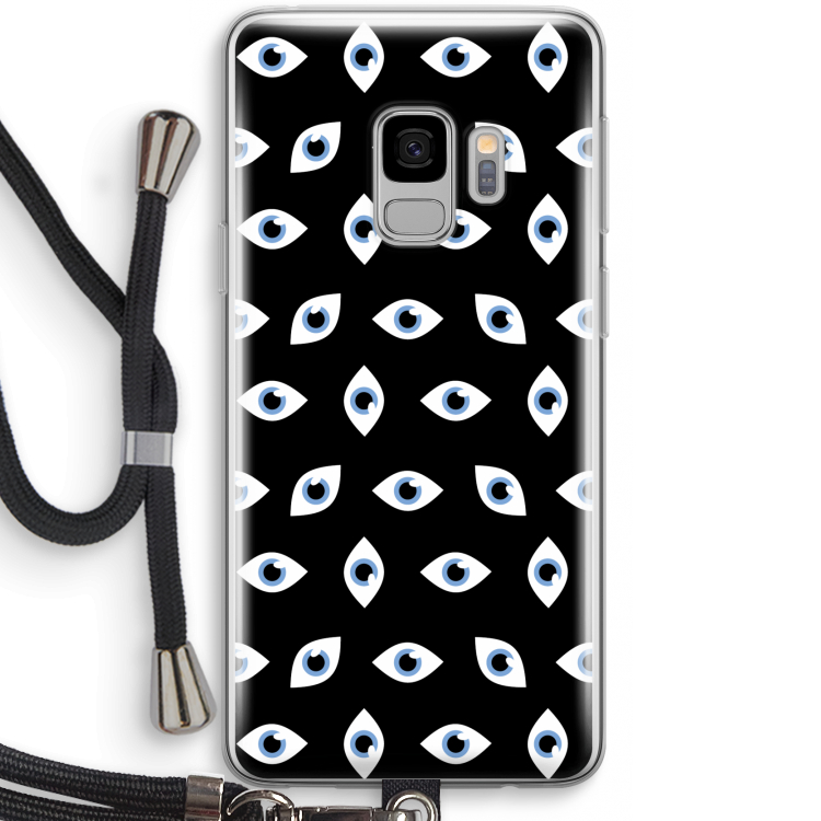 Eyes pattern: Samsung Galaxy S9 Transparant Hoesje met koord