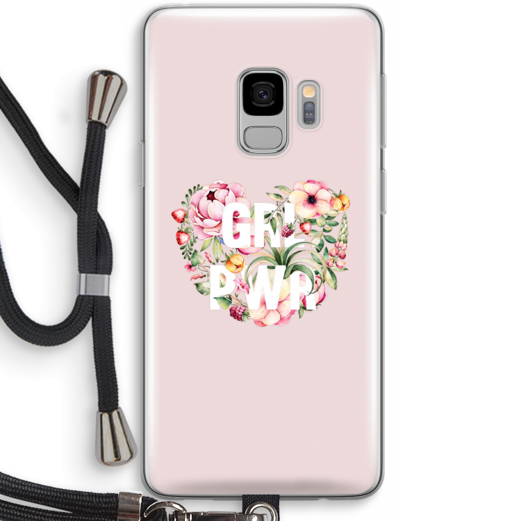 GRL PWR Flower: Samsung Galaxy S9 Transparant Hoesje met koord
