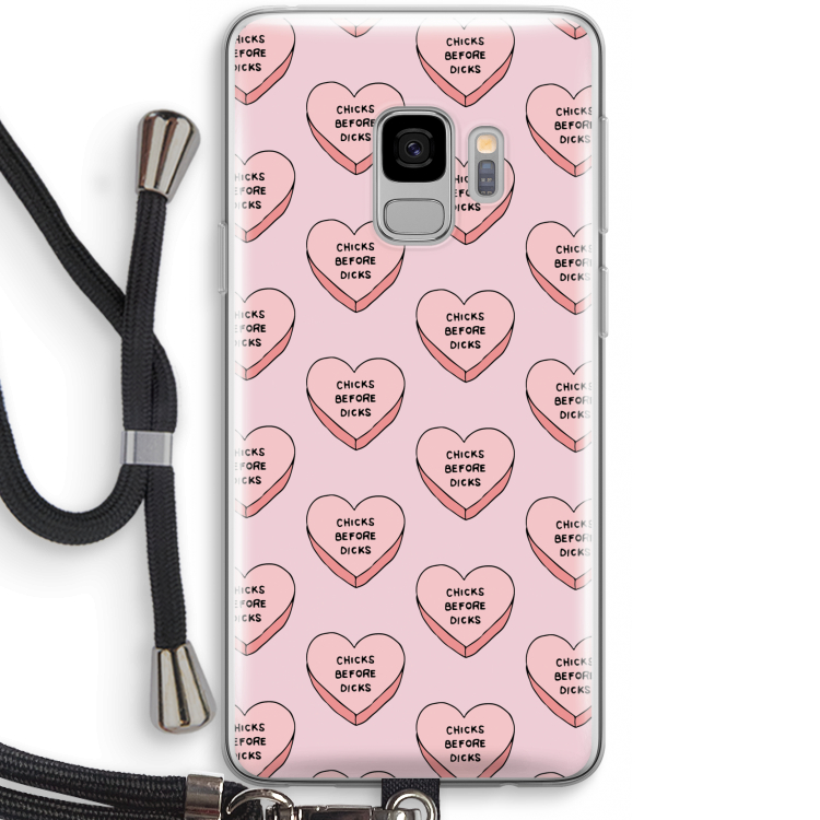 Chicks before dicks: Samsung Galaxy S9 Transparant Hoesje met koord