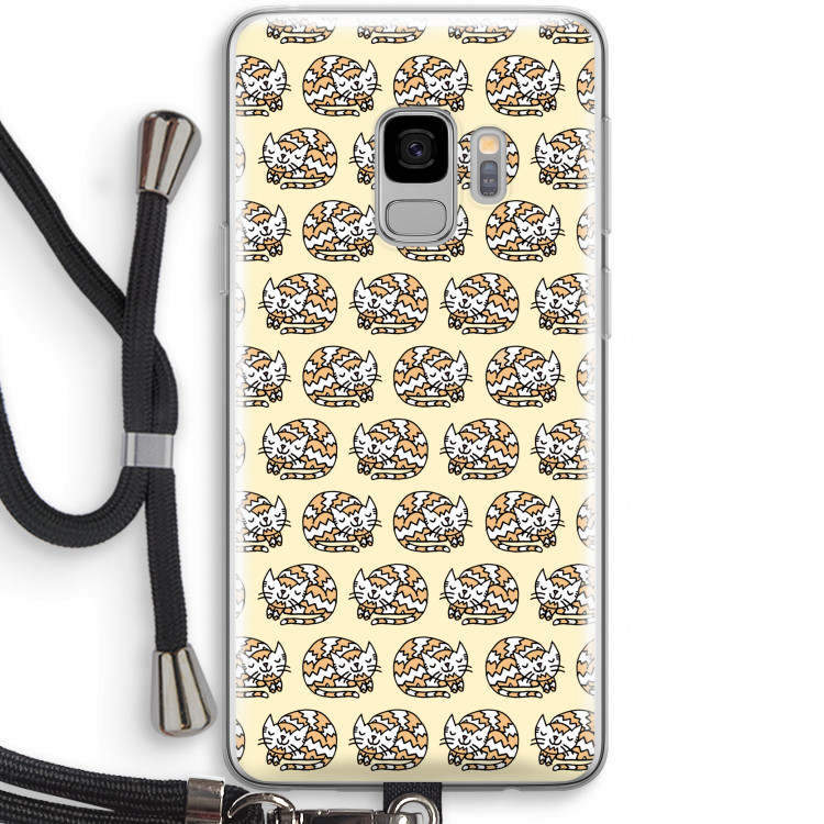 Slapende poes: Samsung Galaxy S9 Transparant Hoesje met koord