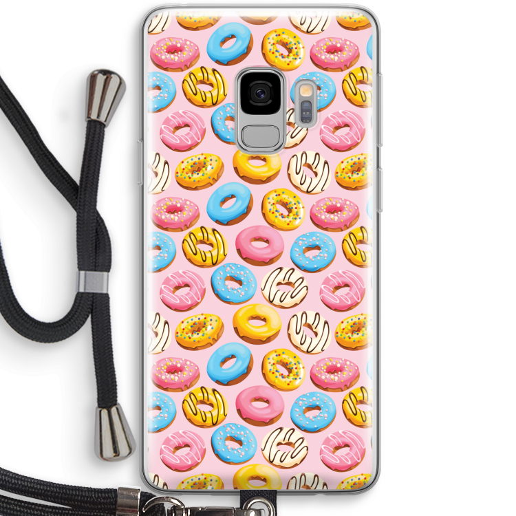 Pink donuts: Samsung Galaxy S9 Transparant Hoesje met koord