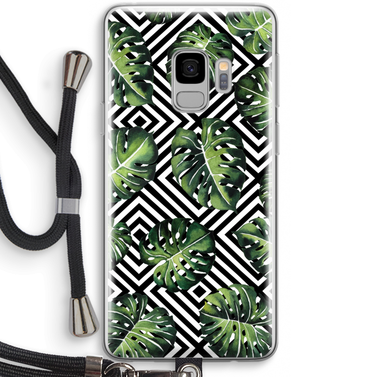 Geometrische jungle: Samsung Galaxy S9 Transparant Hoesje met koord