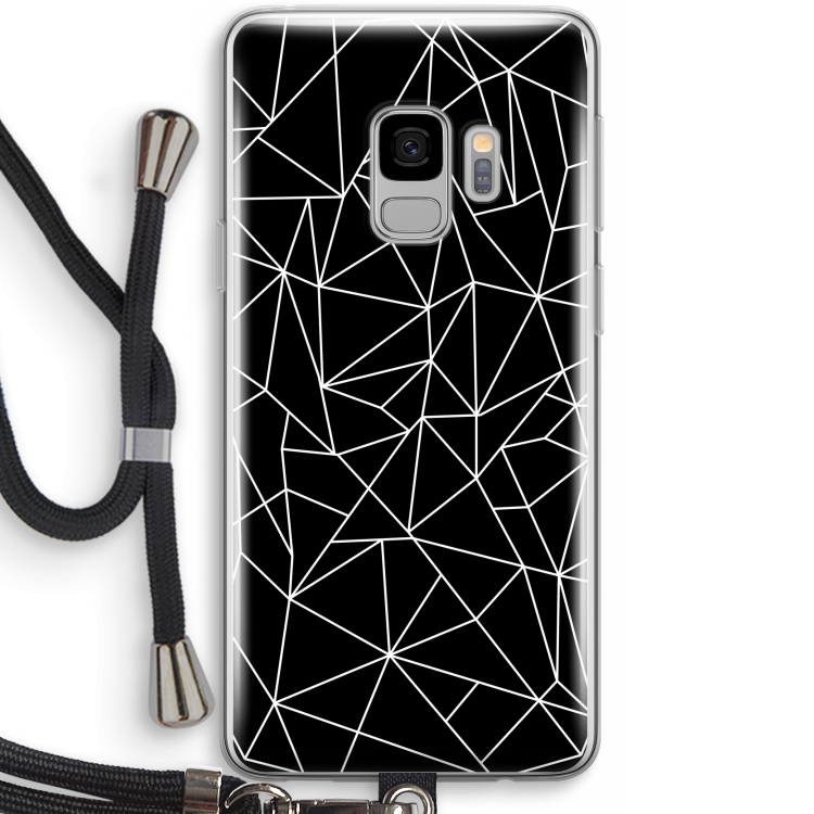 Geometrische lijnen wit: Samsung Galaxy S9 Transparant Hoesje met koord