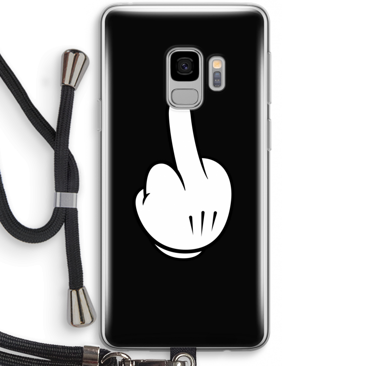 Middle finger black: Samsung Galaxy S9 Transparant Hoesje met koord