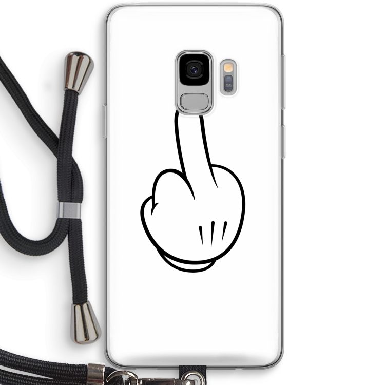 Middle finger white: Samsung Galaxy S9 Transparant Hoesje met koord