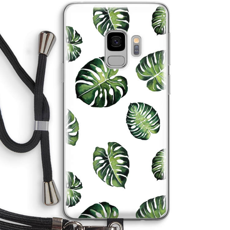 Tropische bladeren: Samsung Galaxy S9 Transparant Hoesje met koord