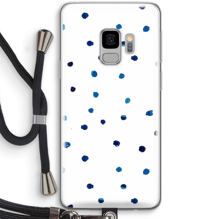 Blauwe stippen: Samsung Galaxy S9 Transparant Hoesje met koord