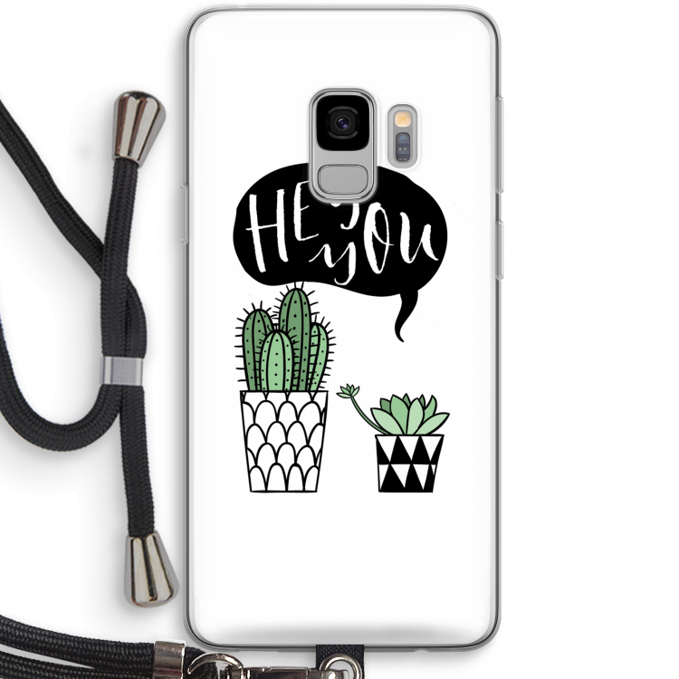 Hey you cactus: Samsung Galaxy S9 Transparant Hoesje met koord