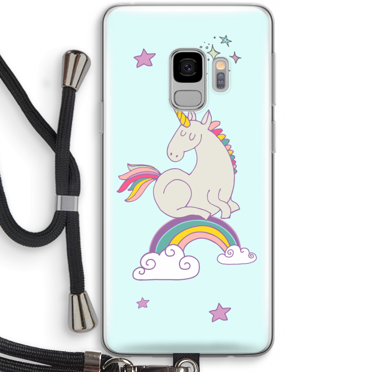 Regenboog eenhoorn: Samsung Galaxy S9 Transparant Hoesje met koord