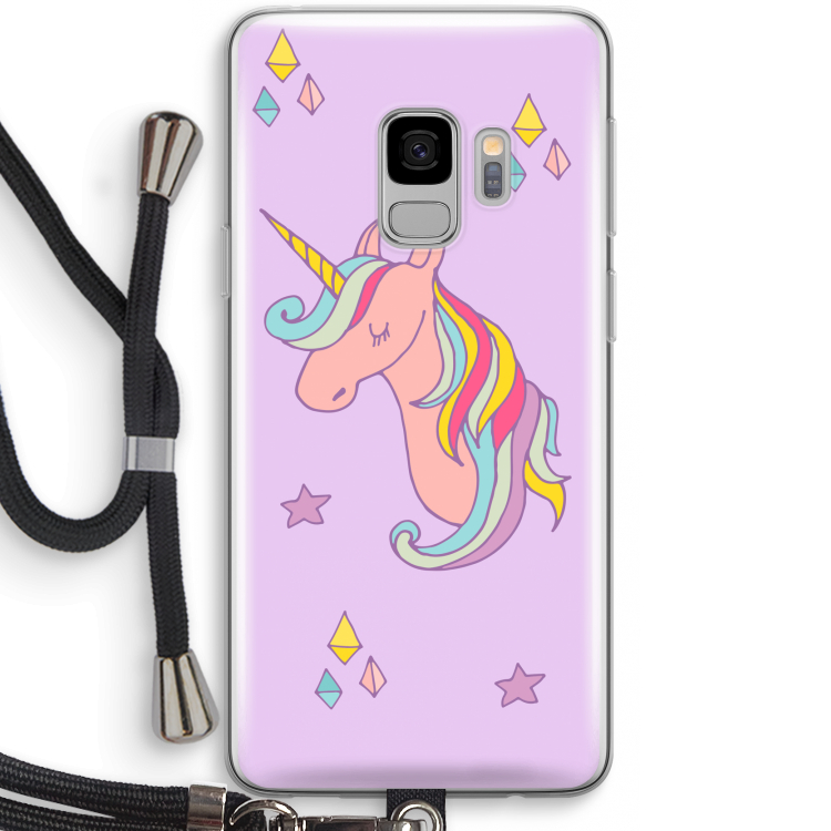 Roze eenhoorn: Samsung Galaxy S9 Transparant Hoesje met koord