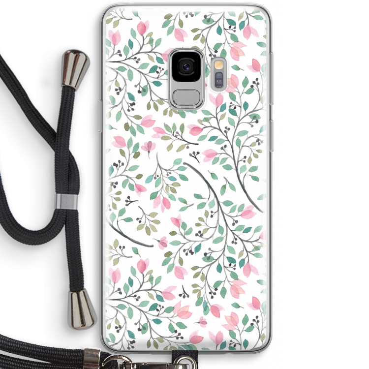 Sierlijke bloemen: Samsung Galaxy S9 Transparant Hoesje met koord