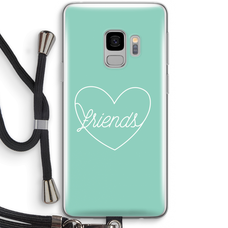 Friends heart pastel: Samsung Galaxy S9 Transparant Hoesje met koord