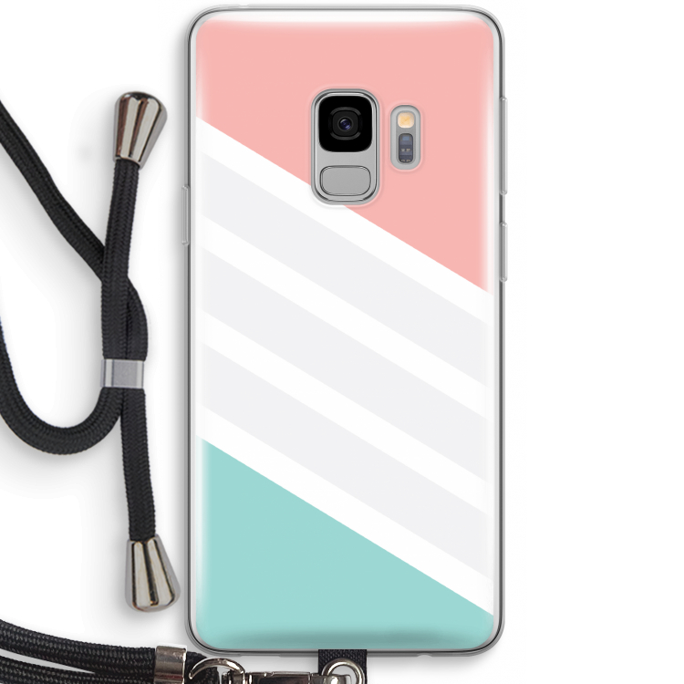 Strepen pastel: Samsung Galaxy S9 Transparant Hoesje met koord