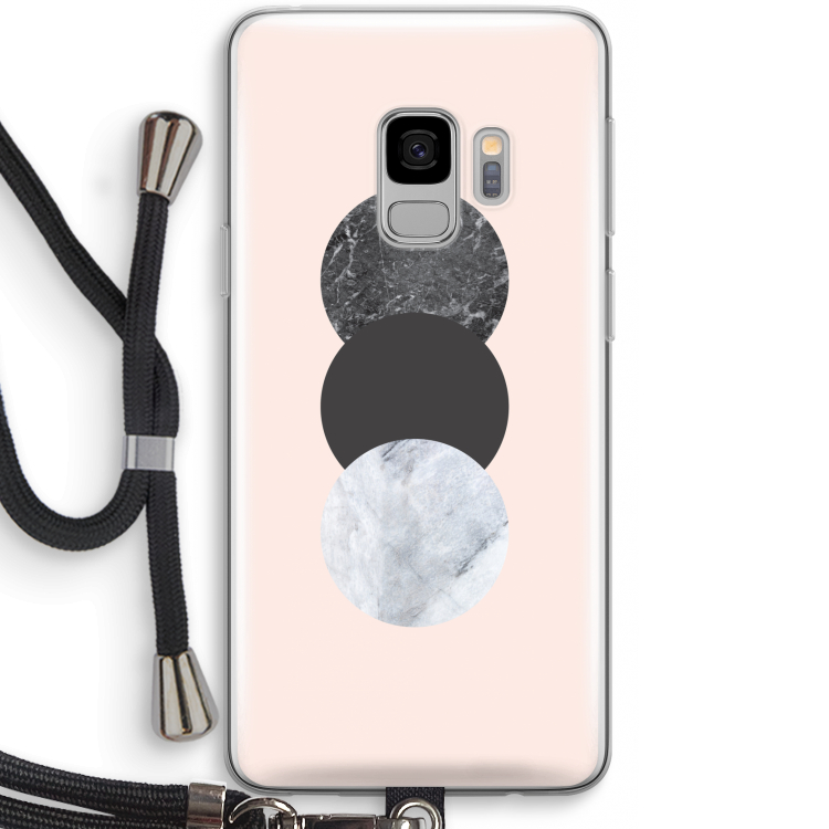 Marmeren cirkels: Samsung Galaxy S9 Transparant Hoesje met koord