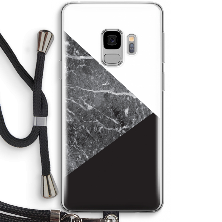 Combinatie marmer: Samsung Galaxy S9 Transparant Hoesje met koord