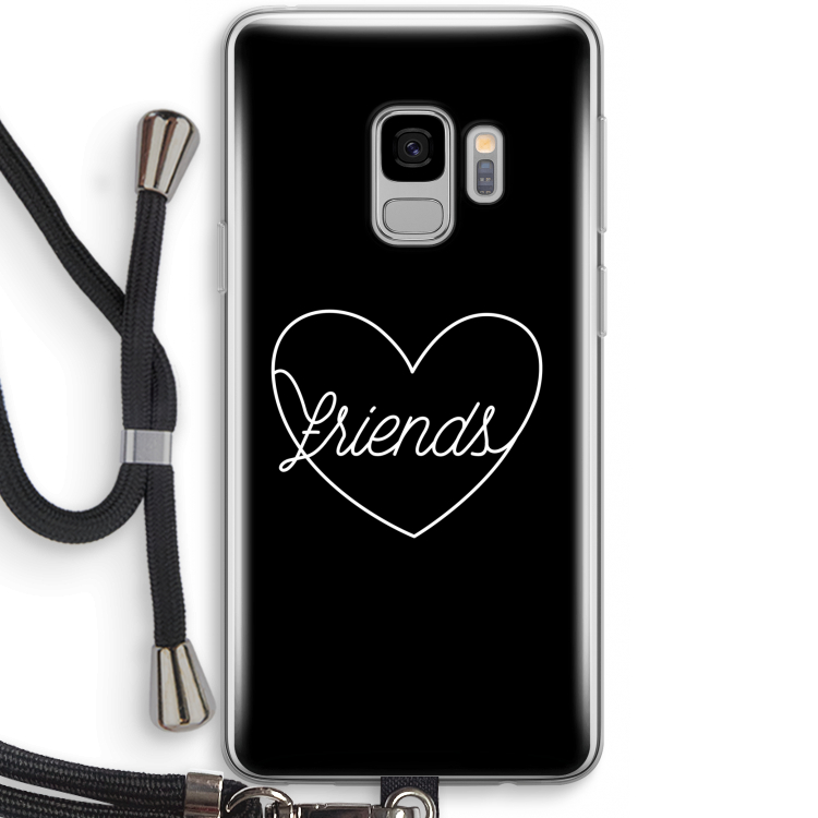 Friends heart black: Samsung Galaxy S9 Transparant Hoesje met koord