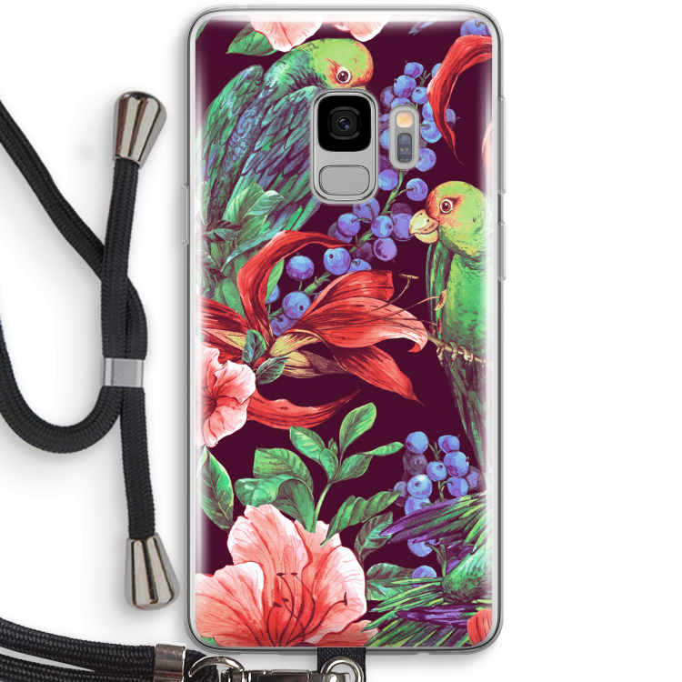 Papegaaien: Samsung Galaxy S9 Transparant Hoesje met koord