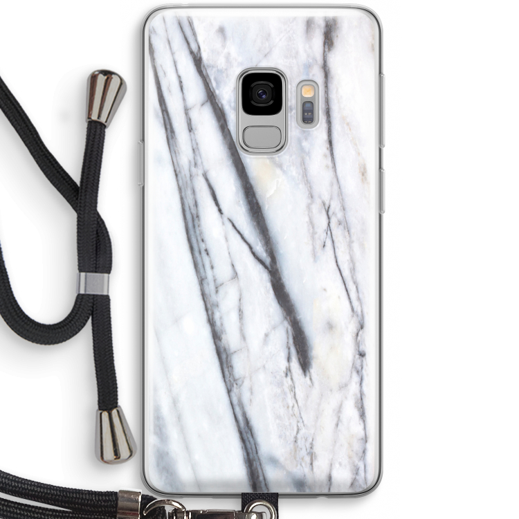 Gestreepte marmer: Samsung Galaxy S9 Transparant Hoesje met koord