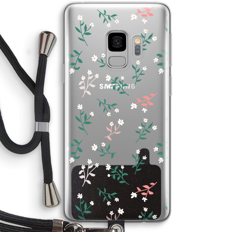 Small white flowers: Samsung Galaxy S9 Transparant Hoesje met koord