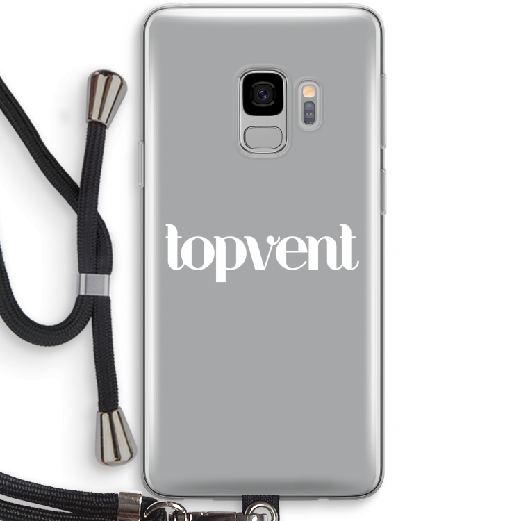 Topvent Grijs Wit: Samsung Galaxy S9 Transparant Hoesje met koord
