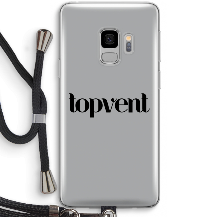 Topvent Grijs Zwart: Samsung Galaxy S9 Transparant Hoesje met koord