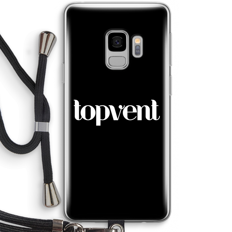 Topvent Zwart: Samsung Galaxy S9 Transparant Hoesje met koord