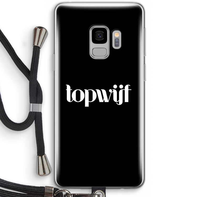 Topwijf Zwart: Samsung Galaxy S9 Transparant Hoesje met koord