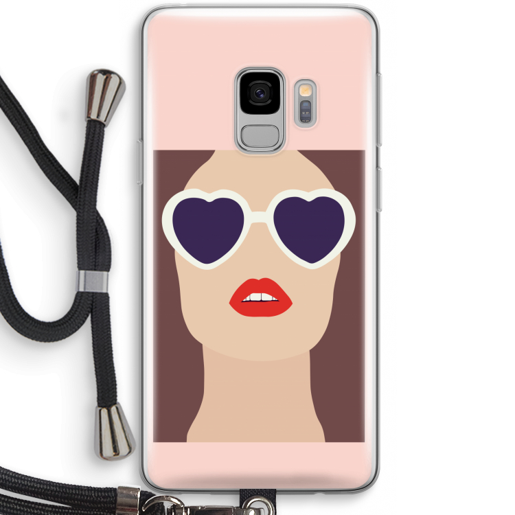 Red lips: Samsung Galaxy S9 Transparant Hoesje met koord