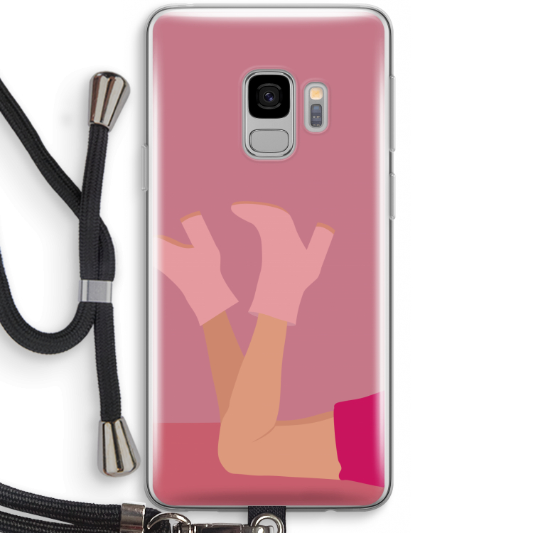 Pink boots: Samsung Galaxy S9 Transparant Hoesje met koord