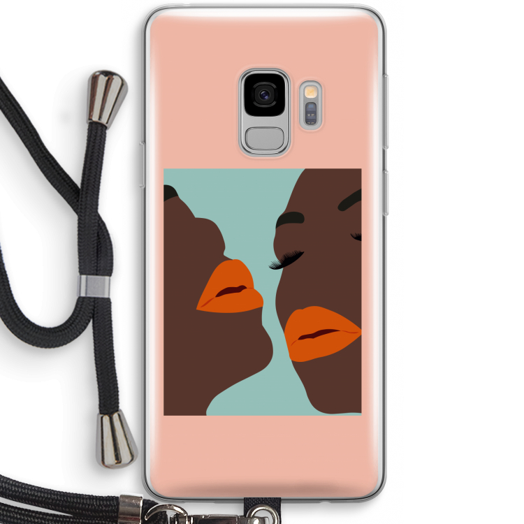 Orange lips: Samsung Galaxy S9 Transparant Hoesje met koord