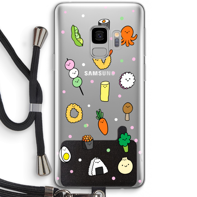Happy bento friends: Samsung Galaxy S9 Transparant Hoesje met koord
