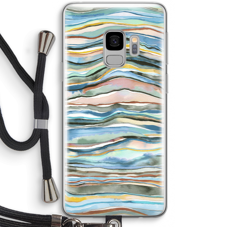 Watercolor Agate: Samsung Galaxy S9 Transparant Hoesje met koord