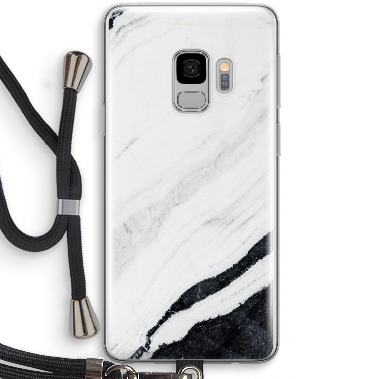 Elegante marmer: Samsung Galaxy S9 Transparant Hoesje met koord