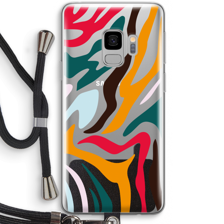 Colored Zebra: Samsung Galaxy S9 Transparant Hoesje met koord