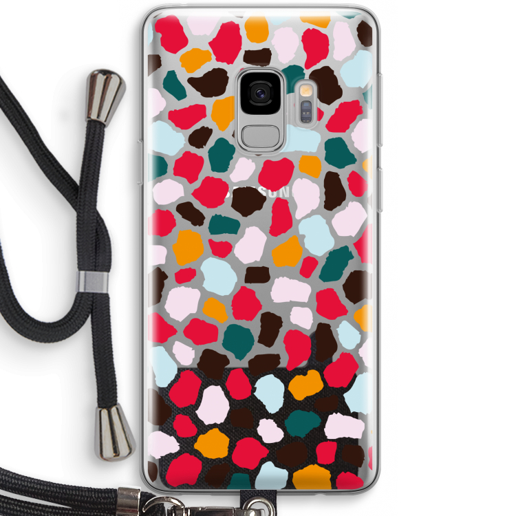 Colored Giraffe: Samsung Galaxy S9 Transparant Hoesje met koord