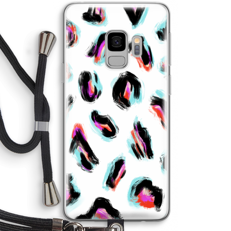 Cheetah color: Samsung Galaxy S9 Transparant Hoesje met koord