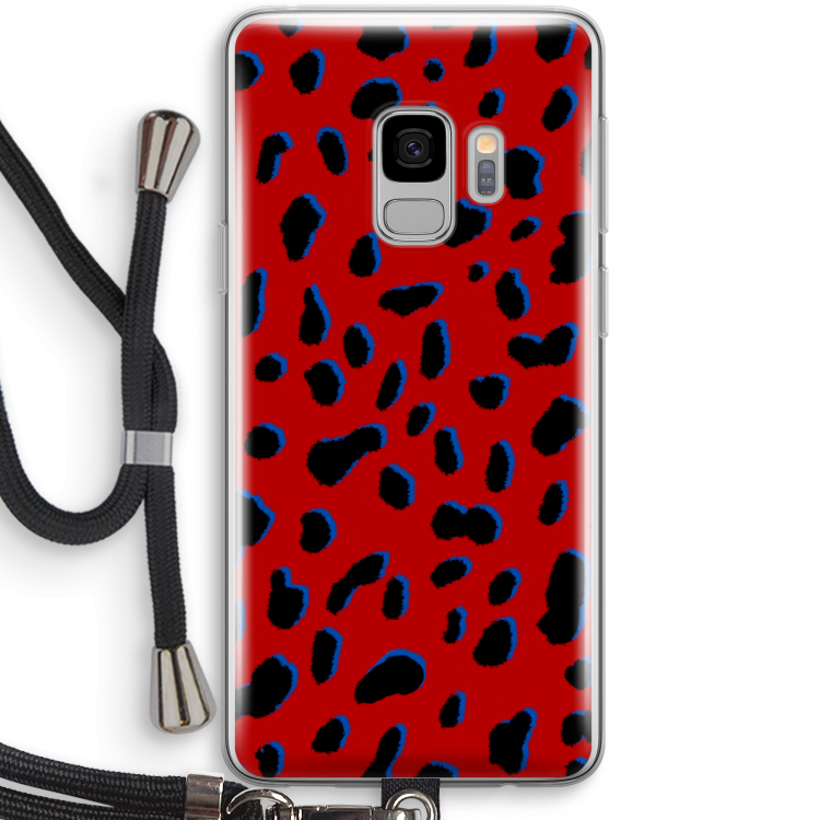 Red Leopard: Samsung Galaxy S9 Transparant Hoesje met koord