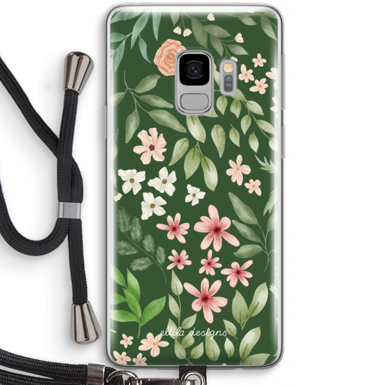 Botanical green sweet flower heaven: Samsung Galaxy S9 Transparant Hoesje met koord