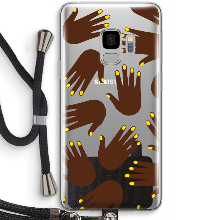 Hands dark: Samsung Galaxy S9 Transparant Hoesje met koord