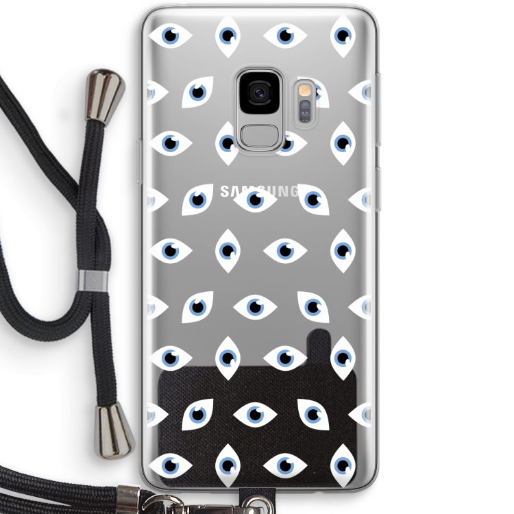 Eyes pattern: Samsung Galaxy S9 Transparant Hoesje met koord