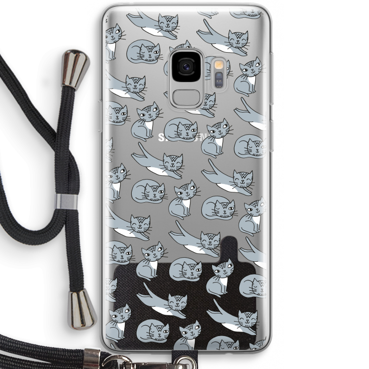 Poezen: Samsung Galaxy S9 Transparant Hoesje met koord