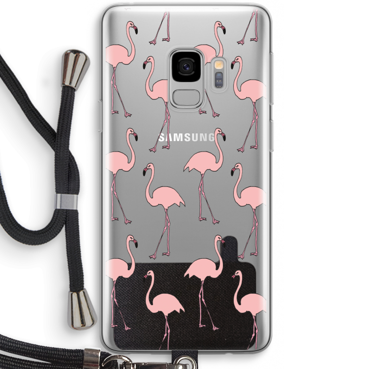Anything Flamingoes: Samsung Galaxy S9 Transparant Hoesje met koord