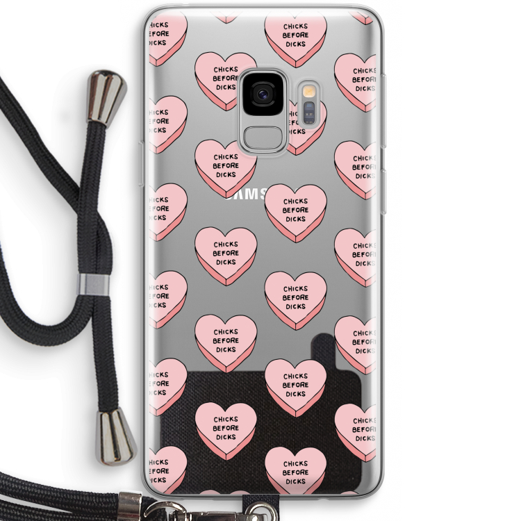 Chicks before dicks: Samsung Galaxy S9 Transparant Hoesje met koord