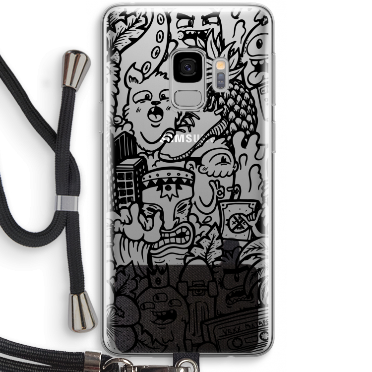 Vexx Black Mixtape: Samsung Galaxy S9 Transparant Hoesje met koord